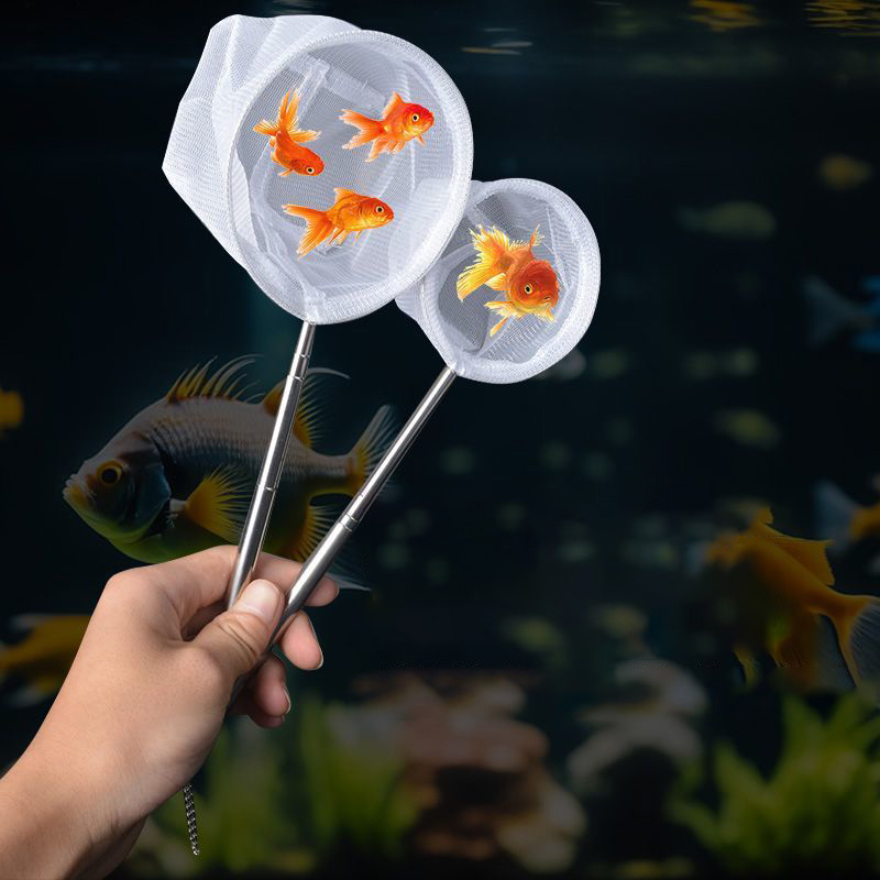 Aquarium Fish Net Small - 水族館の魚釣り網ステンレス鋼格納式小型エビ釣り網魚のアクセサリー水槽クリーナーツール用