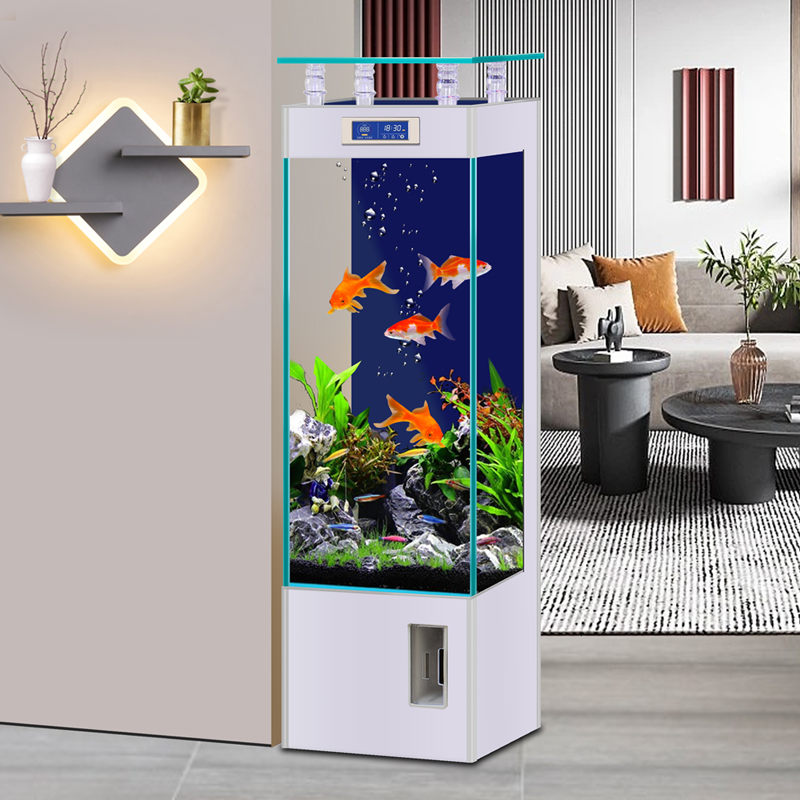 Aquarium Fish Low Maintenance - 超透明ガラス製小型～中型家庭用床置き水槽、低メンテナンス＆水換え不要、リビングルーム向け