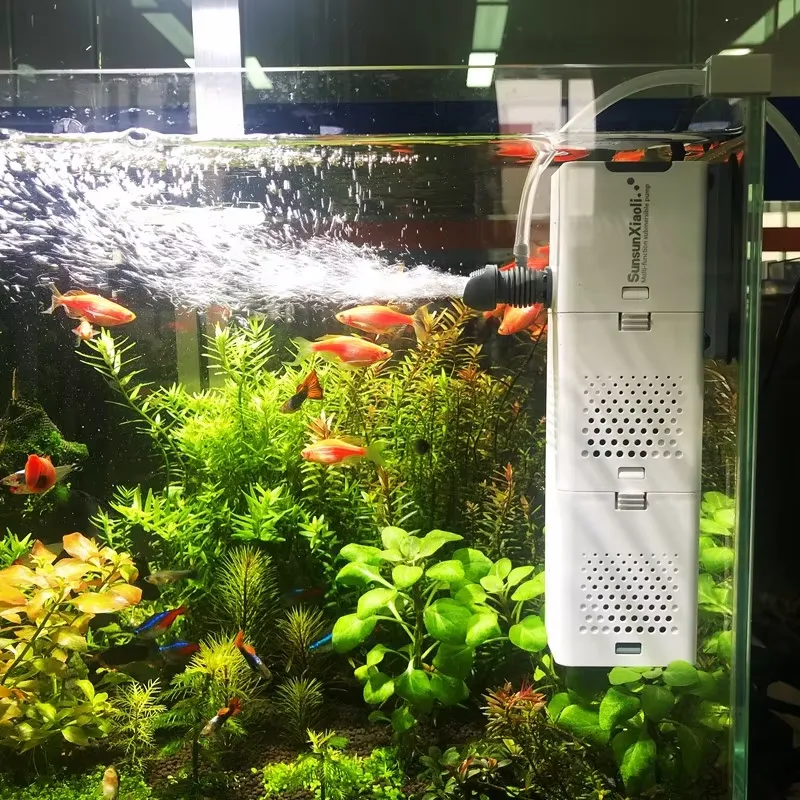 All Fish In Aquarium - 水槽用内部フィルター 4 in 1 超静音調整可能水中フィルターポンプ 小型～中型水槽用スポンジフィルター