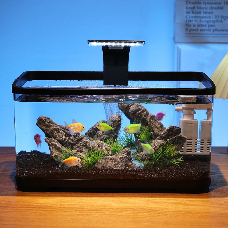 Fish Tank Filter - 卓上水槽循環フィルター付きアクアリウム、静音エコ水槽、家庭装飾用水槽