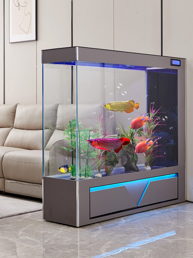 Aquarium Fish Low Maintenance - 超透明ガラス製床置き型エコ水槽 リビングルーム間仕切りスクリーン 自動循環式低メンテナンス水槽