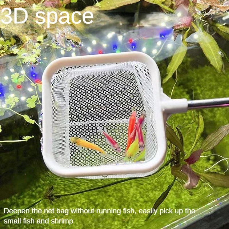 Aquarium Fish Net Small - ステンレス鋼の釣りネット,水族館用,小動物用,3D魚タンククリーナー,格納式魚アクセサリー