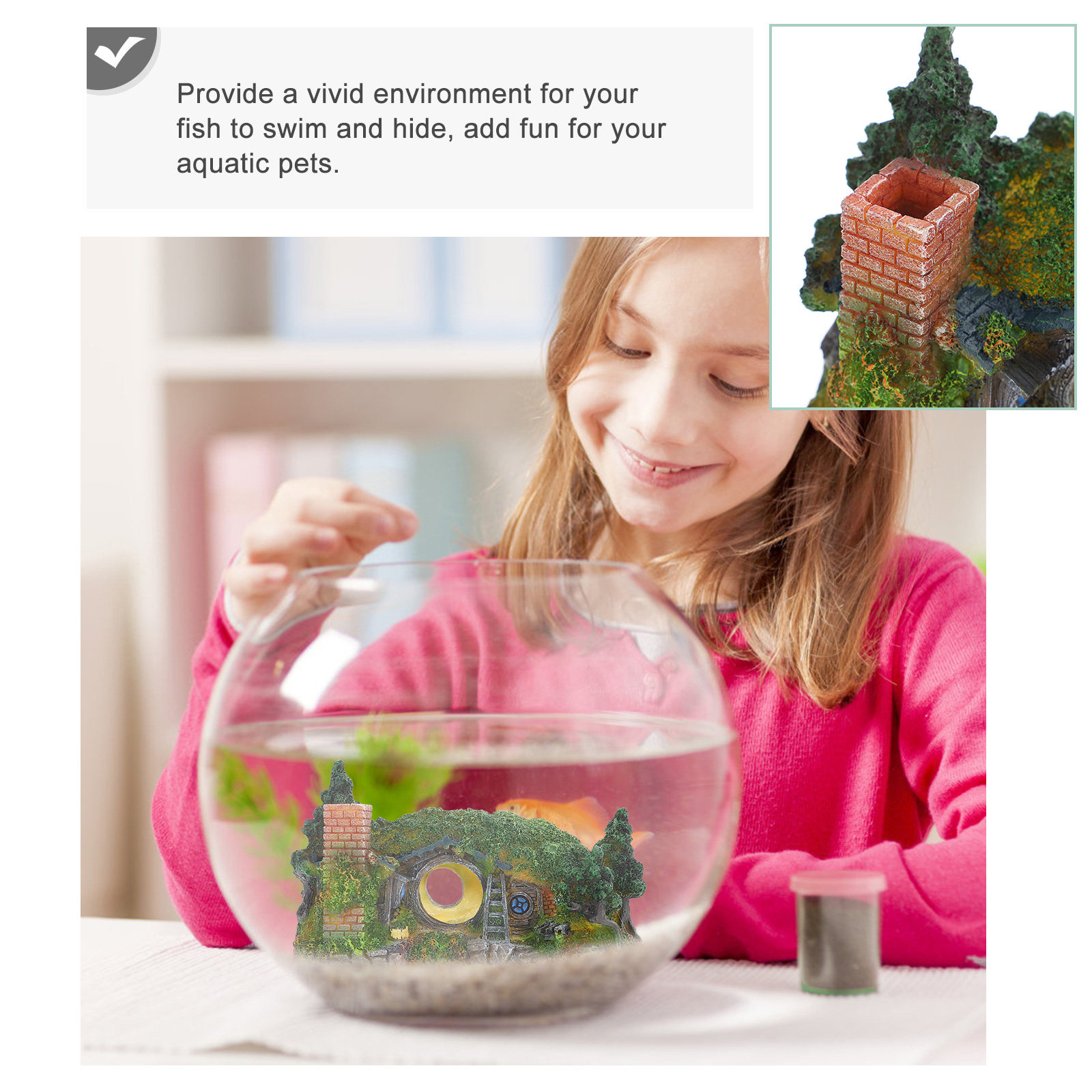 Aquarium Fish Low Maintenance - 1個入り水槽装飾品 レジン製魚水槽デコレーション 自然風景 魚に安全 低メンテナンス装飾