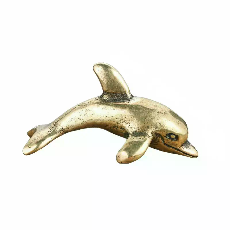 真鍮製のイルカの置物 ヴィンテージ風手作りの素朴な仕上げ 水 - Aquarium Fish Dolphin のレビューと価格