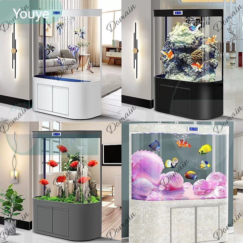 ZL大型水槽 リビングルーム 床置き型 底面フィルター 曲面 - Aquarium Fish Low Maintenance のレビューと価格