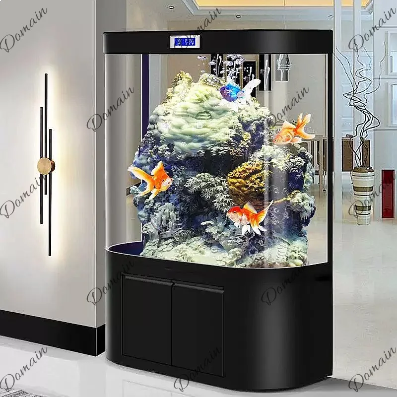 ZL大型水槽 リビングルーム 床置き型 底面フィルター 曲面 - Aquarium Fish Low Maintenance のレビューと価格