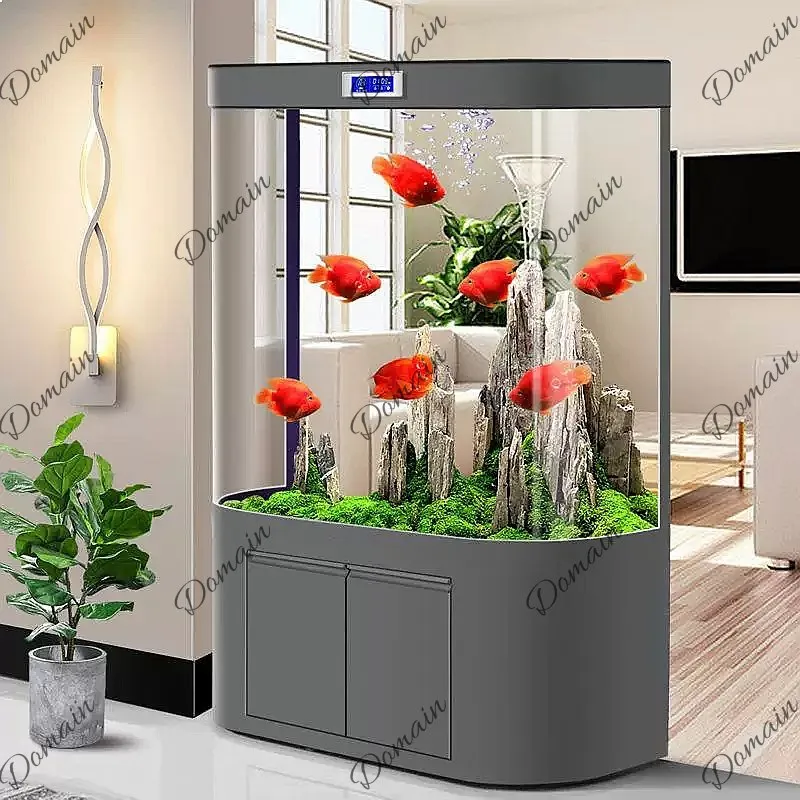 ZL大型水槽 リビングルーム 床置き型 底面フィルター 曲面 - Aquarium Fish Low Maintenance のレビューと価格