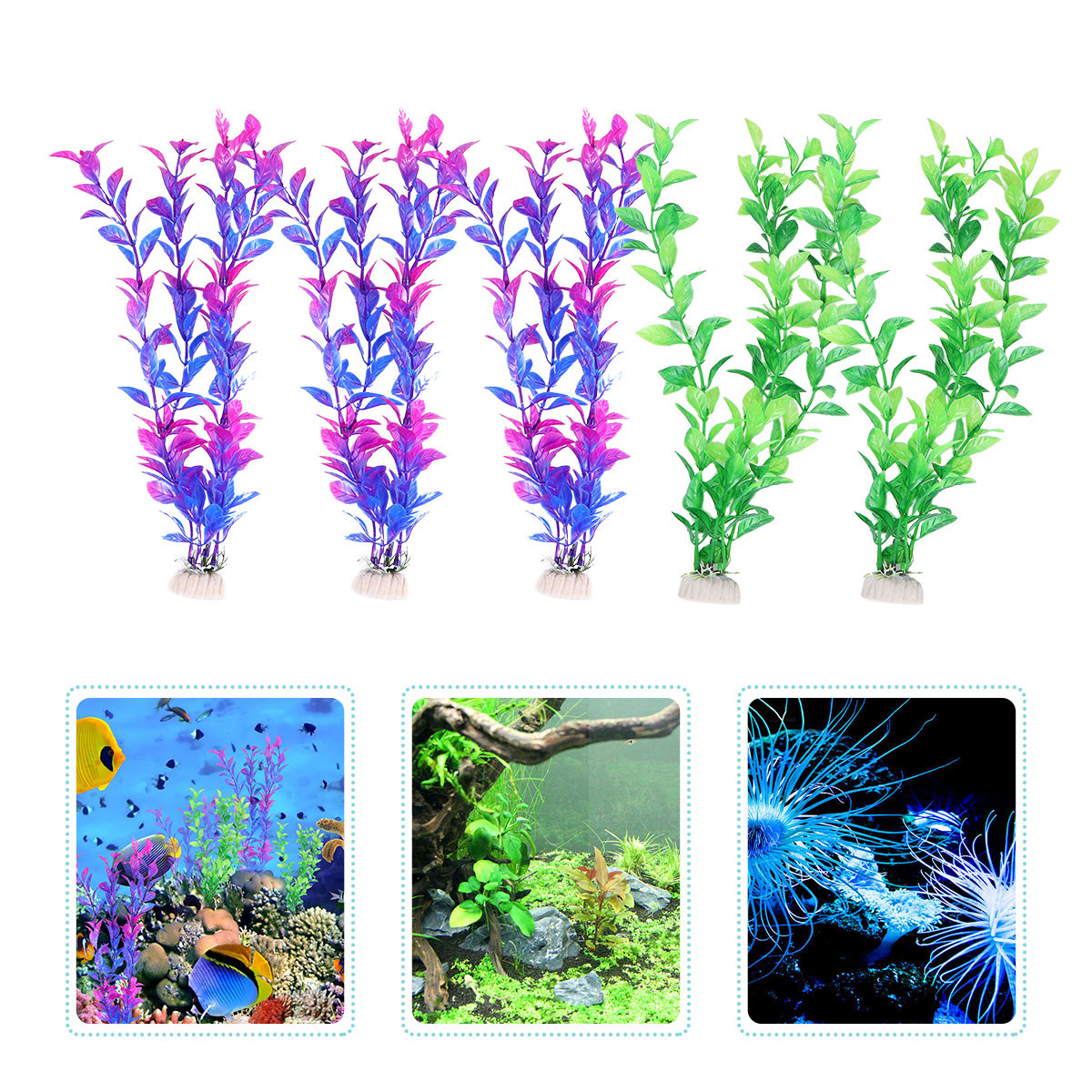 10個入りプレミアム人工水生植物、水槽装飾用、鮮やかな色、鮮 - Aquarium Fish Green のレビューと価格
