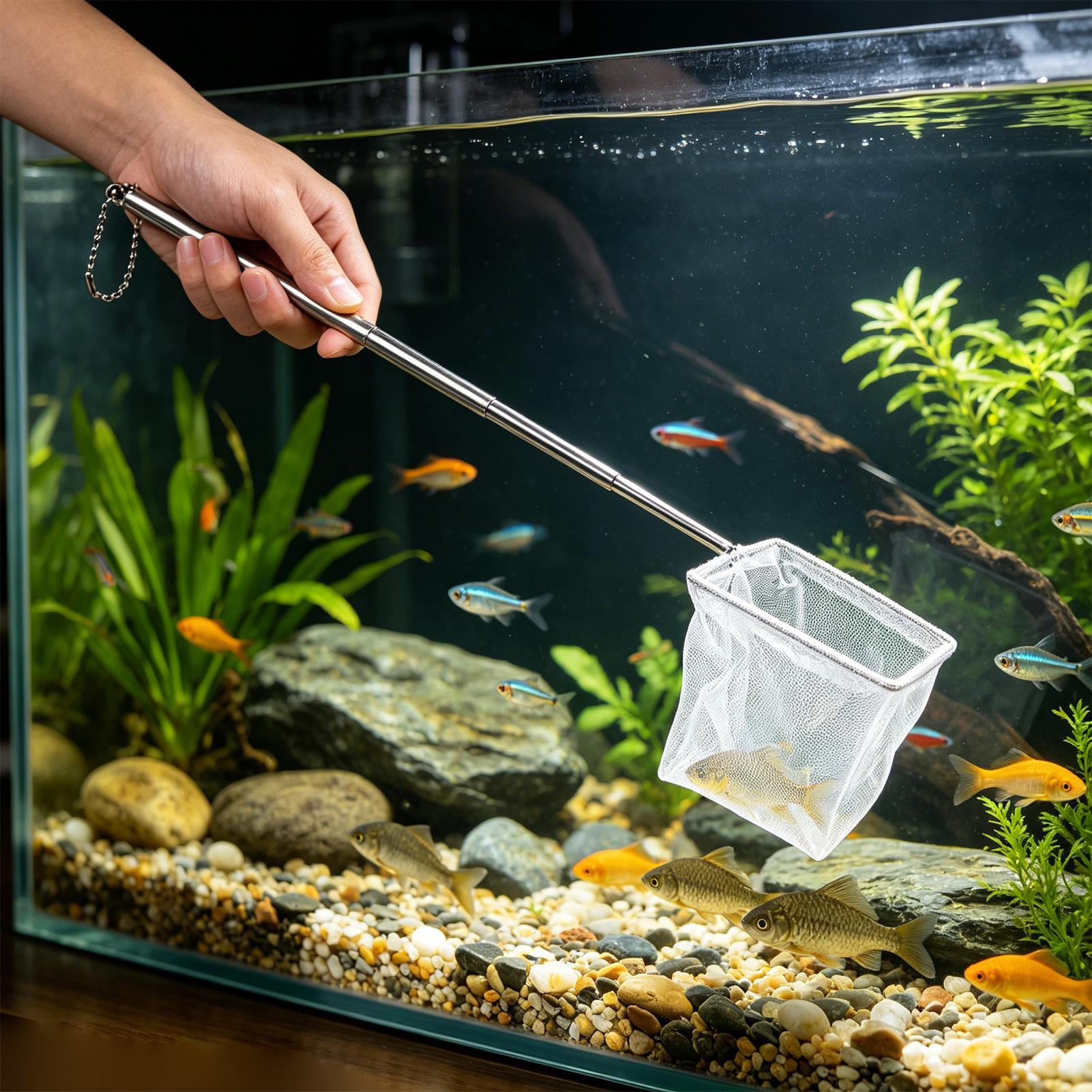 2 個の小さな魚網伸縮ハンドルステンレス鋼ランディングディッ - Aquarium Fish Net Small のレビューと価格
