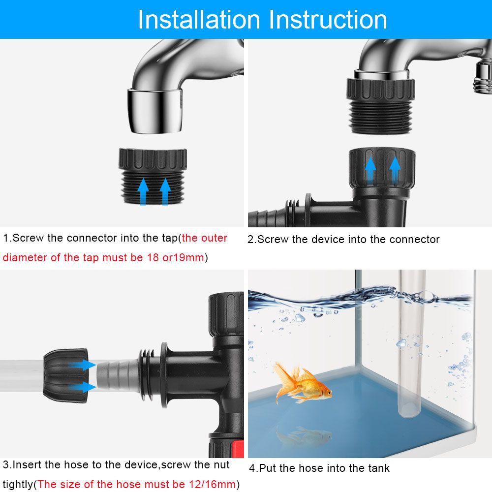 水槽用給水器 魚タンク用給水ポンプ 3ウェイ蛇口式給水器 魚 - Aquarium Fish Tank Cleaner のレビューと価格